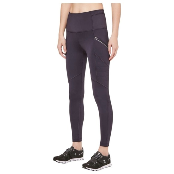 Lululemon Athletica Toasty Tech Fleece Tights Cyber Purple Size 2 - Picture 1 of 11